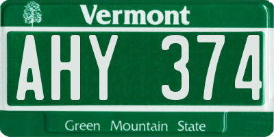 VT license plate AHY374