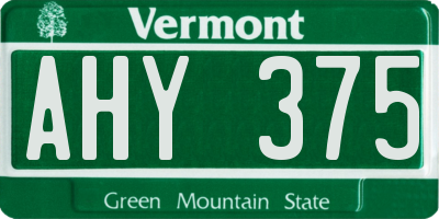 VT license plate AHY375