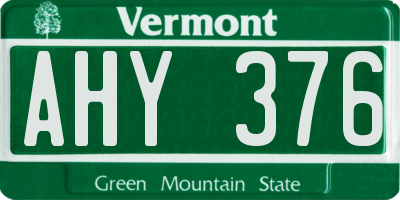 VT license plate AHY376
