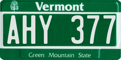 VT license plate AHY377