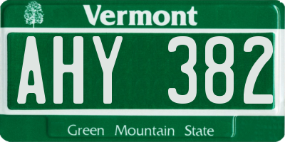 VT license plate AHY382