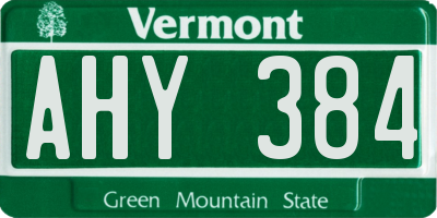 VT license plate AHY384