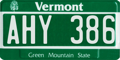 VT license plate AHY386