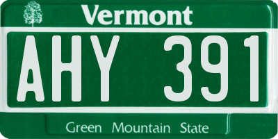 VT license plate AHY391