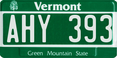 VT license plate AHY393