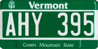 VT license plate AHY395