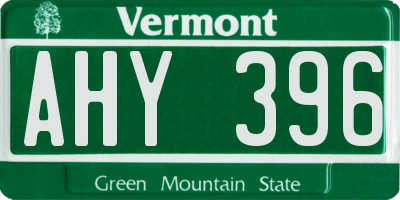 VT license plate AHY396