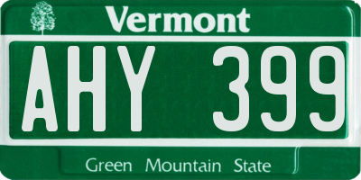 VT license plate AHY399
