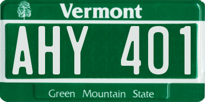 VT license plate AHY401