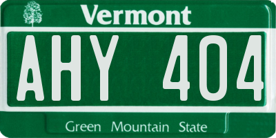 VT license plate AHY404