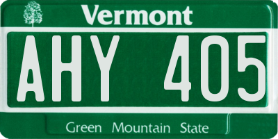 VT license plate AHY405