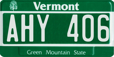 VT license plate AHY406