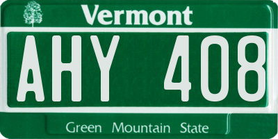 VT license plate AHY408