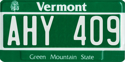 VT license plate AHY409
