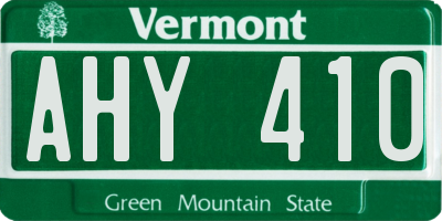 VT license plate AHY410