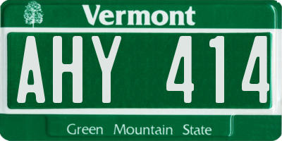 VT license plate AHY414