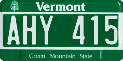 VT license plate AHY415