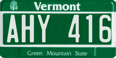 VT license plate AHY416