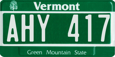 VT license plate AHY417