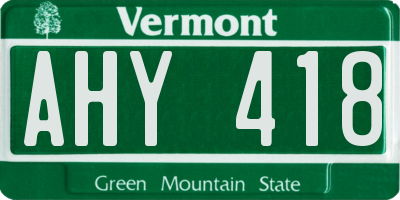 VT license plate AHY418