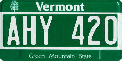 VT license plate AHY420