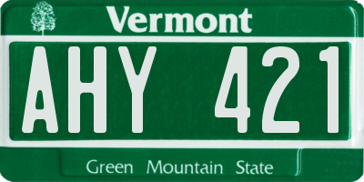 VT license plate AHY421