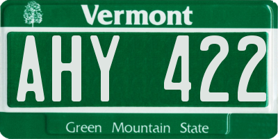 VT license plate AHY422