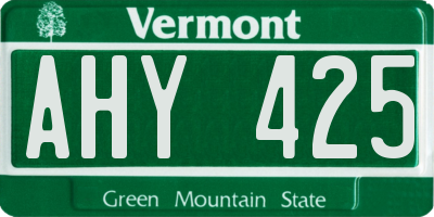 VT license plate AHY425