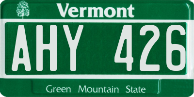VT license plate AHY426