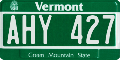 VT license plate AHY427