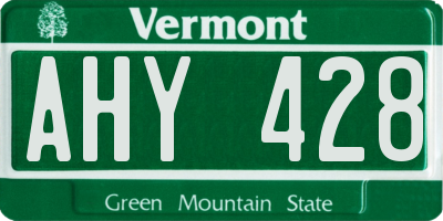 VT license plate AHY428