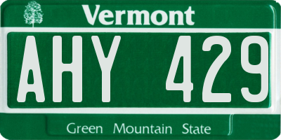VT license plate AHY429