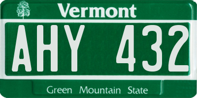 VT license plate AHY432