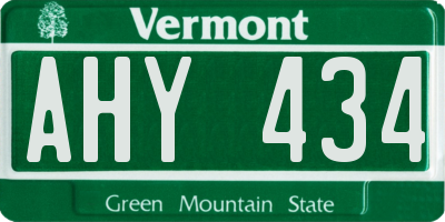 VT license plate AHY434