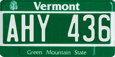 VT license plate AHY436