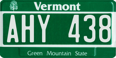 VT license plate AHY438