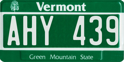 VT license plate AHY439