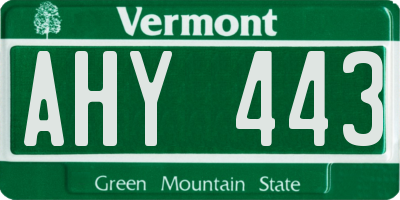 VT license plate AHY443