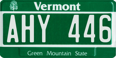 VT license plate AHY446
