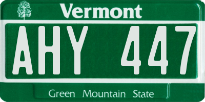 VT license plate AHY447