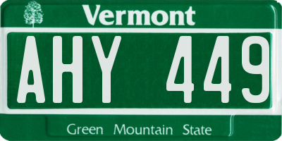 VT license plate AHY449