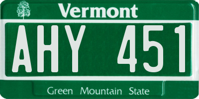 VT license plate AHY451