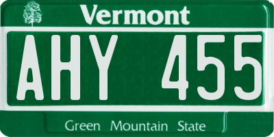 VT license plate AHY455