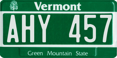 VT license plate AHY457