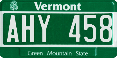 VT license plate AHY458