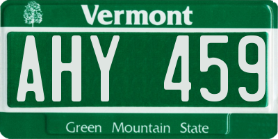 VT license plate AHY459