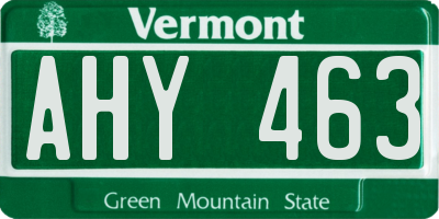 VT license plate AHY463