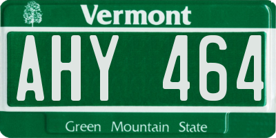 VT license plate AHY464