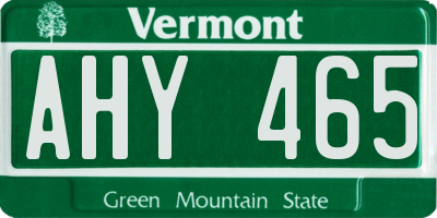 VT license plate AHY465