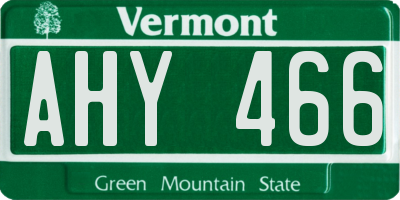 VT license plate AHY466